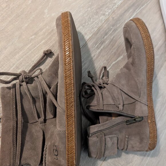 Ugg Womens 1019129 sz 7 Brown Suede Zip Up Ankle Boots #14 - Picture 4 of 9